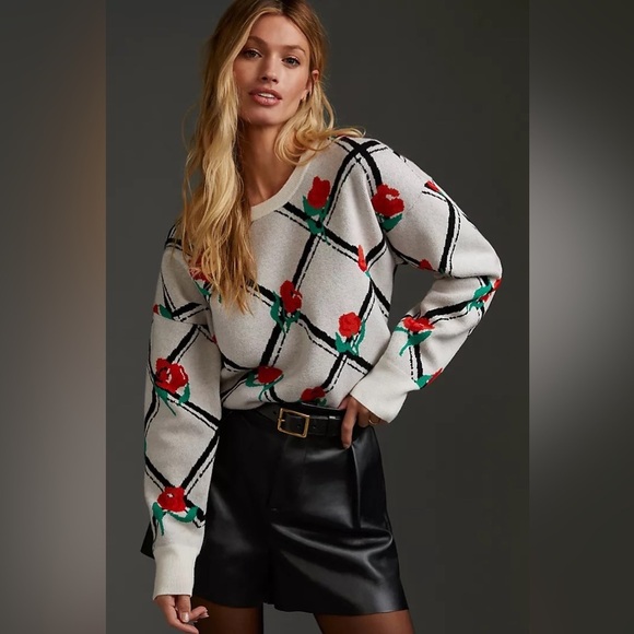 Maeve Cropped Crew-Neck Sweater size L - Picture 1 of 13